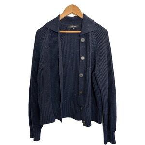 Chloe + Jasmine speckled navy blue collared button up cardigan